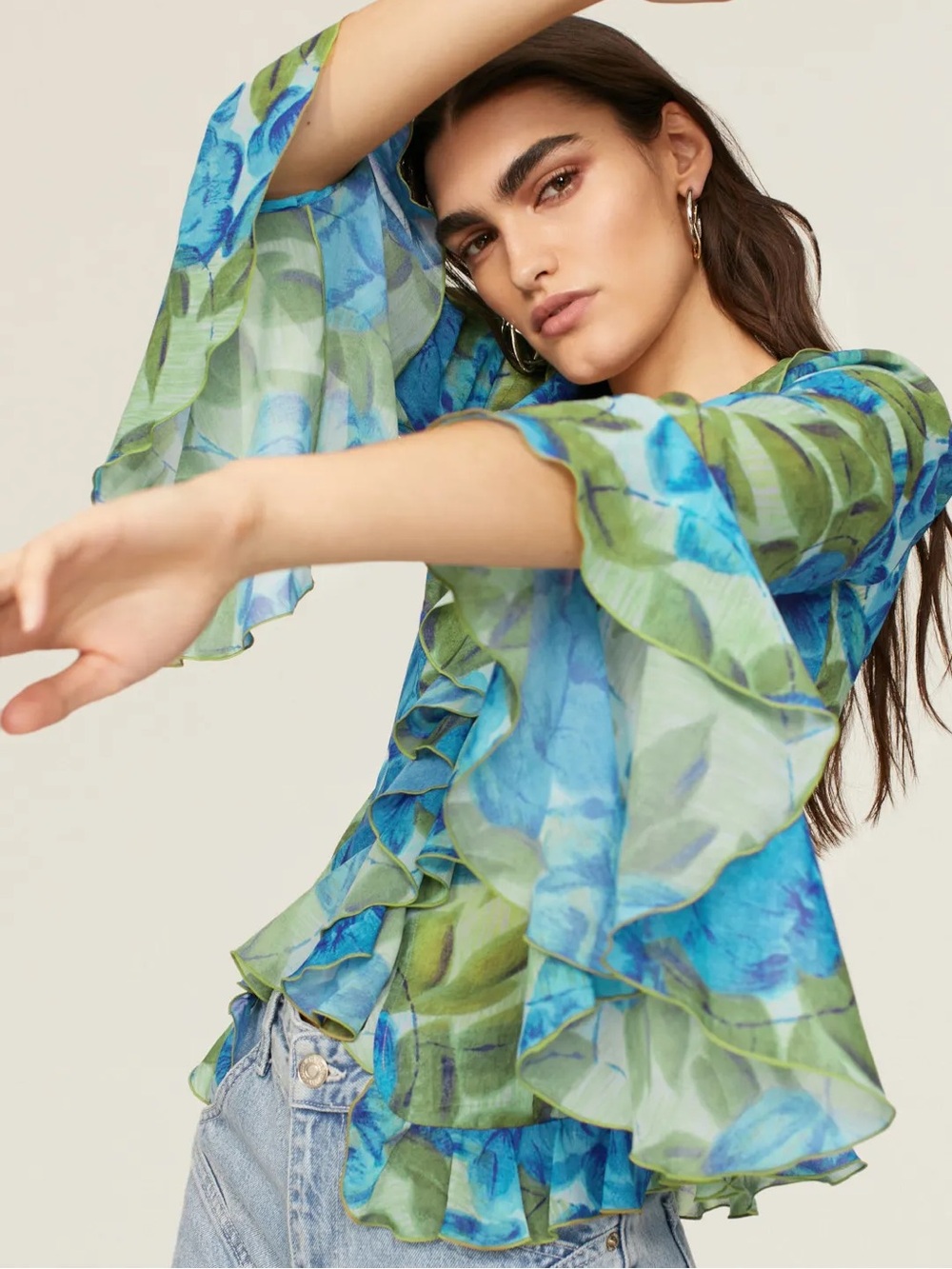 Ronny Kobo x Revolve Alisha Top in Brushed Floral